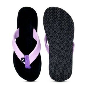 Norty Womens Black & Lavender Flip Flops Size 6 With Comfortable Straps & Durabl